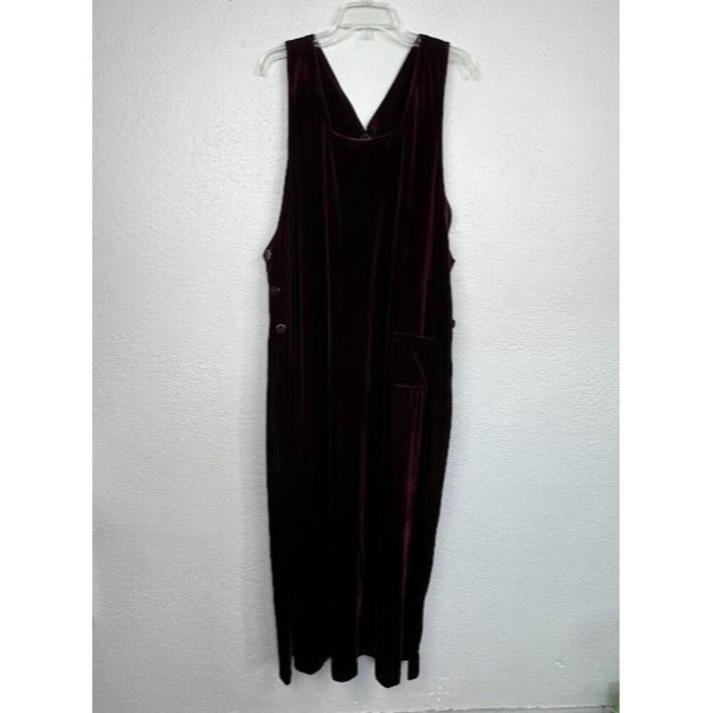 Vintage Studio Ease Women's Burgundy Crushed Velvet Sleeveless Dress Size 16